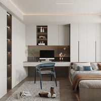 Fournisseur de meubles de luxe pour la personnalisation complète de la maison : Ensemble de chambre multifonctionnel, lit plateforme Tatami, bureau d'étude, armoire
