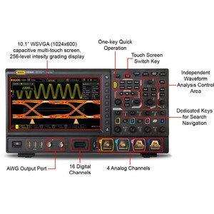 Rigol MSO8104 4 canales <span class=keywords><strong>1GHz</strong></span> <span class=keywords><strong>osciloscopio</strong></span> Digital 10 GS/s 500 Mpts MSO8000 serie osciloscopios de señal mixta 10,1 pulgadas 12 bits - Product Image 2