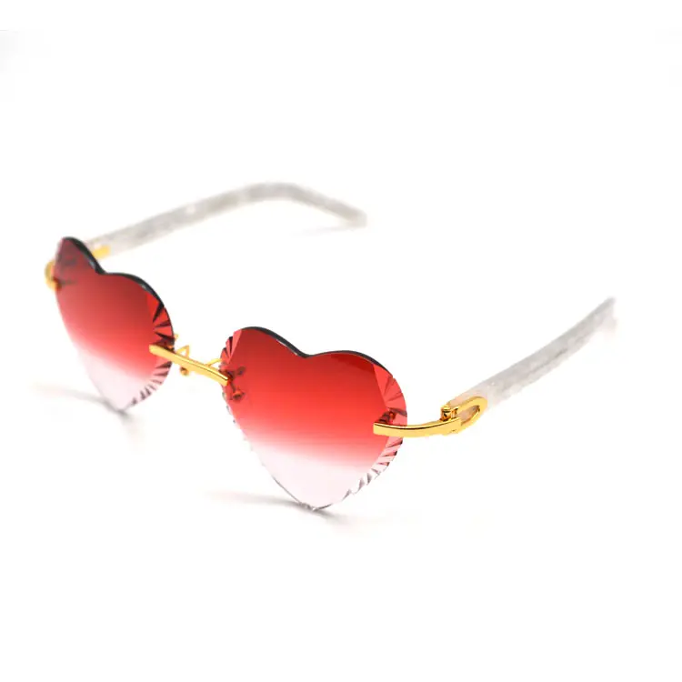 Atacado alta qualidade moda coração sem aro em forma sol óculos unisex love & roses sunglasses logotipo personalizado