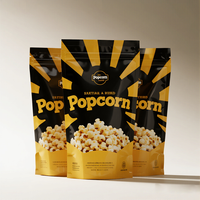 Impression personnalisée Sacs en plastique laminé à fermeture arrière Sac d'emballage croustillant de croustilles croustilles croustilles aliments en plastique Popcorn
