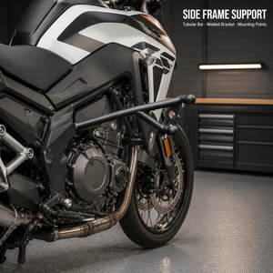 Barra Laterale Nera per Moto con Telaio Tubolare, Staffa Saldabile, Tappi Terminali e Fori di Montaggio - Product Image 4
