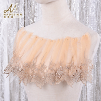 Dentelle en tulle brodée florale en polyester, bordure souple et transparente pour robe de mariée, sous-vêtements et accessoires de couture – Vente en gros
