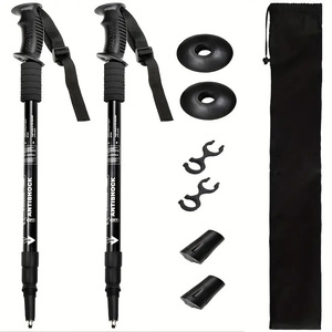 Bâtons de randonnée télescopiques en alliage d'aluminium à trois sections, 65-135 cm, avec sac de transport et accessoires - Product Image 1