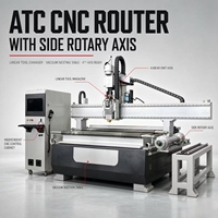 Routeur CNC ATC avec axe rotatif latéral et changeur d'outils automatique linéaire pour la découpe de portes et de meubles en bois
