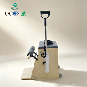 <span class=keywords><strong>Chaise</strong></span> de Pilates en bois pour la rééducation, avec poignées en acier, pédale avant et sangles élastiques pour la maison et la salle de sport - Product Image 1