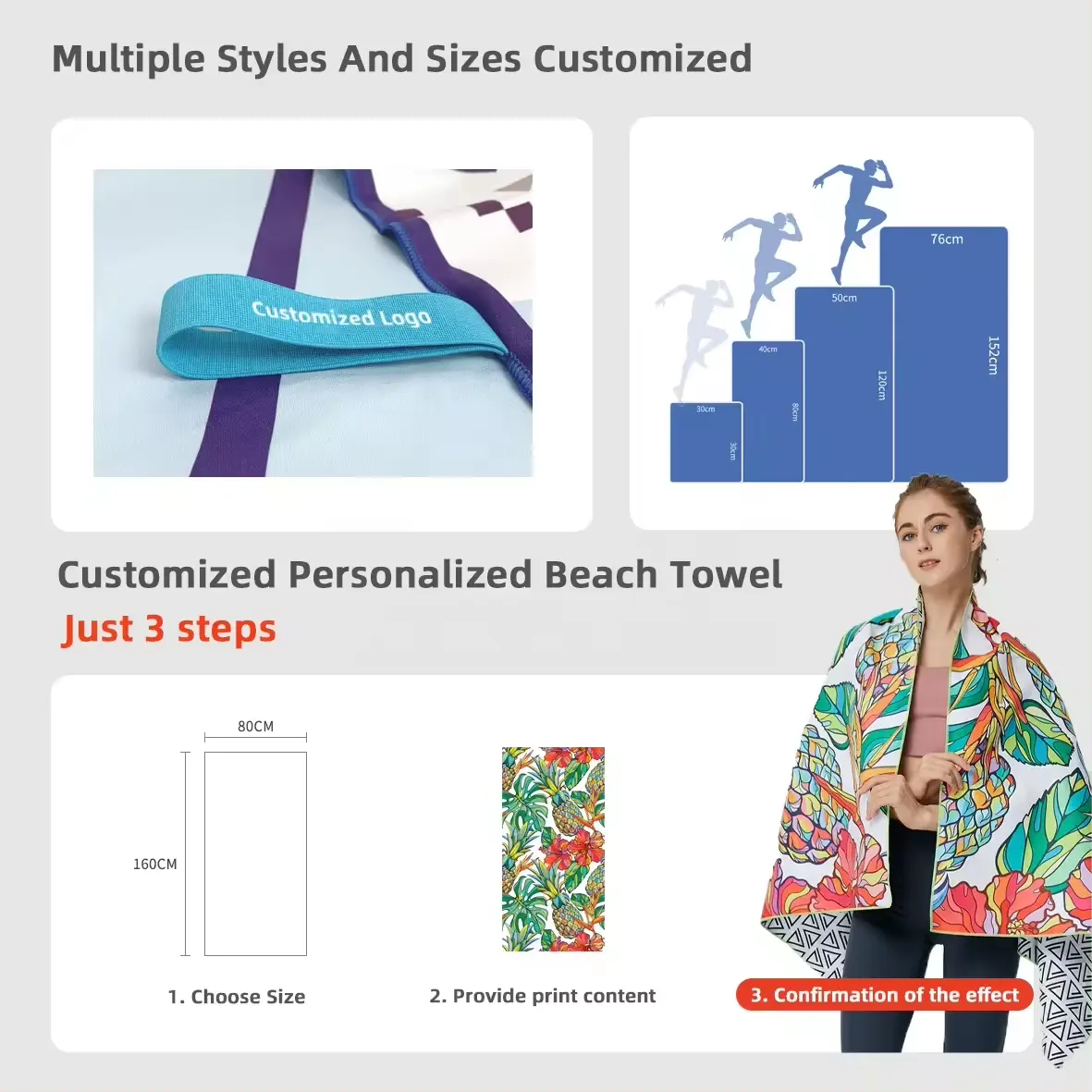 Personalised Custom 100% Cotton Jacquard Oversized Large Luxury Reactive Sublimation Digital Printed Beach Pool Towel With Logo