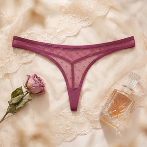 Ropa Interior Femenina Sexy, Tanga de Malla Transparente con Puntos, Cintura Baja, Ultrafina y Transpirable para Mujer, OEM ODM - Product Image 3
