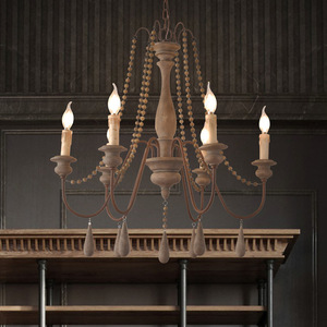 Lampadario Grande in Legno Stile Rustico Americano Retrò Creativo, Lampada Artistica Anticata per Camera da Letto, Villa, Soggiorno - Product Image 6