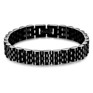 Pulsera de reloj de acero inoxidable de 10 mm, banda ajustable para hombre, joyería en plata, oro y negro. - Product Image 3