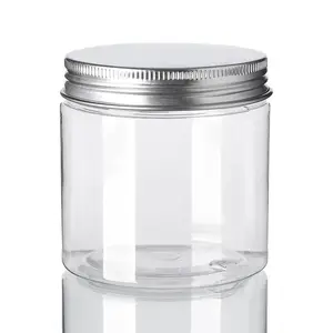 Lebensmittel qualität transparente Honig keks Süßigkeiten Kunststoff Haustier Glasbehälter mit Aluminium deckel Trocken futter Haustier flasche