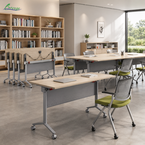 Mesa de Conferencia Plegable Moderna con Ganchos de Almacenamiento, Mesa de Entrenamiento que Ahorra Espacio para Aulas y Reuniones Corporativas - Product Image 1
