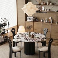 Table à manger ronde en marbre de luxe moderne avec piétement cannelé pour la maison et les petits appartements