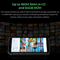 Teléfono Desbloqueado Resistente al Agua G5 4G LTE Octa Core Dual Sim 4GB+64GB Pantalla HD+ de 6'' IP68 IP69K Batería de 6300mAh 48MP Android 14