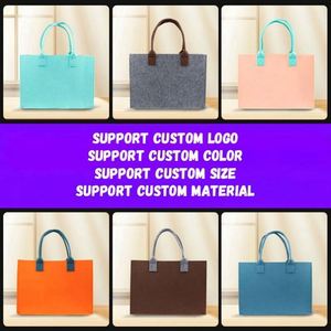 กระเป๋าถือผ้าสักหลาดคุณภาพสูง สีสันสดใส ความจุเยอะ รับทำโลโก้ตามสั่ง กระเป๋าโท้ทแบรนด์ดัง ของที่ระลึกธุรกิจ ของขวัญ - Product Image 5