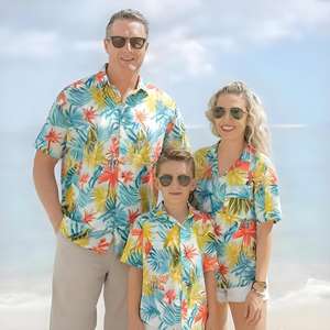 カスタマイズされたメンズハワイアンシャツトロピカルパームリーフプリント半袖夏シャツカスタム昇華シャツ - Product Image 4