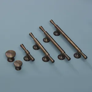 Antique Brass Bronze Retro Vintage Handle Furniture Hardware Accessories Kitchen Cabinet Door Copper Handles T-bar Knobs Pull