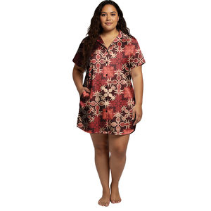 Abiti Casual Personalizzati su Richiesta <span class=keywords><strong>con</strong></span> Stampa Polinesiana Tribale a Maniche Corte Camicie da Spiaggia Hawaiane per Donna - Product Image 6