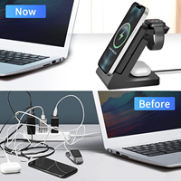 Station multifonction magnétique 4 en 1 Support de chargeur sans fil magnétique 15W Chargeur rapide Banque d'énergie mobile amovible