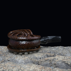 Muxiang Stone Wood Pipe 3mm Bore Military Plug Design Hand Carved Tobacco Smoking Pipe - Product Image 4