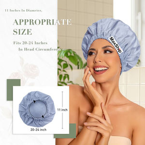 Logo personnalisé <span class=keywords><strong>bonnet</strong></span> de douche doublé soyeux pour femmes <span class=keywords><strong>bonnet</strong></span> de <span class=keywords><strong>bain</strong></span> imperméable lavable bande élastique accessoires de <span class=keywords><strong>bain</strong></span> <span class=keywords><strong>bonnet</strong></span> de cheveux - Product Image 4