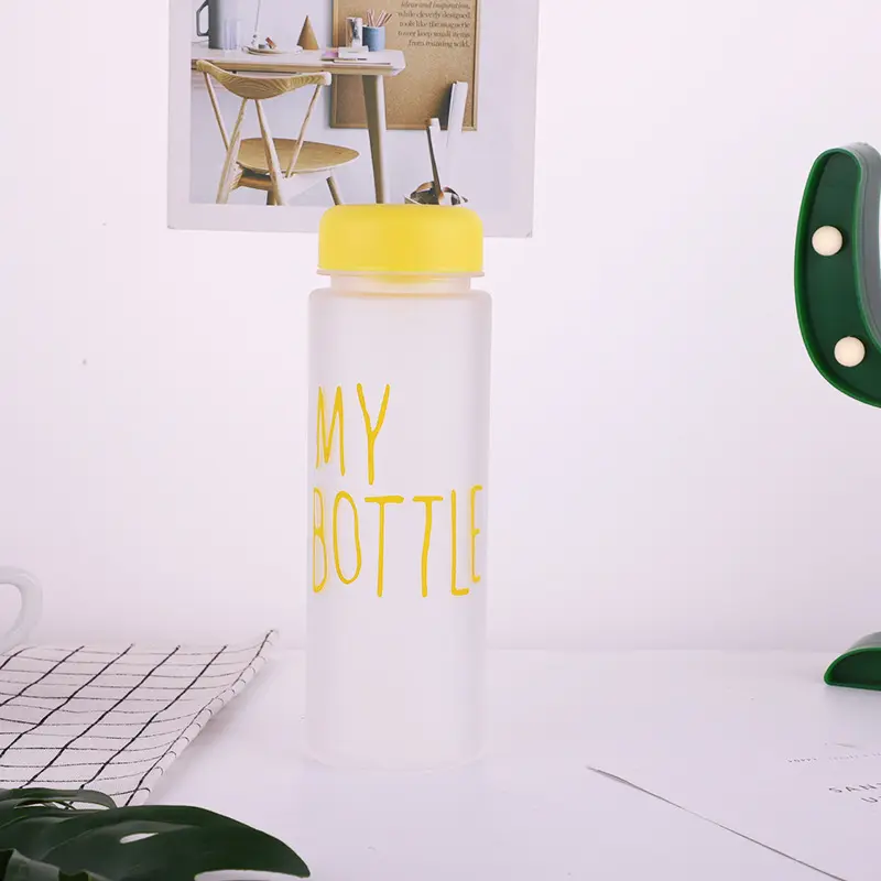 Garrafa de água de plástico transparente com logotipo personalizado, garrafa para beber suco e leite de 500ml