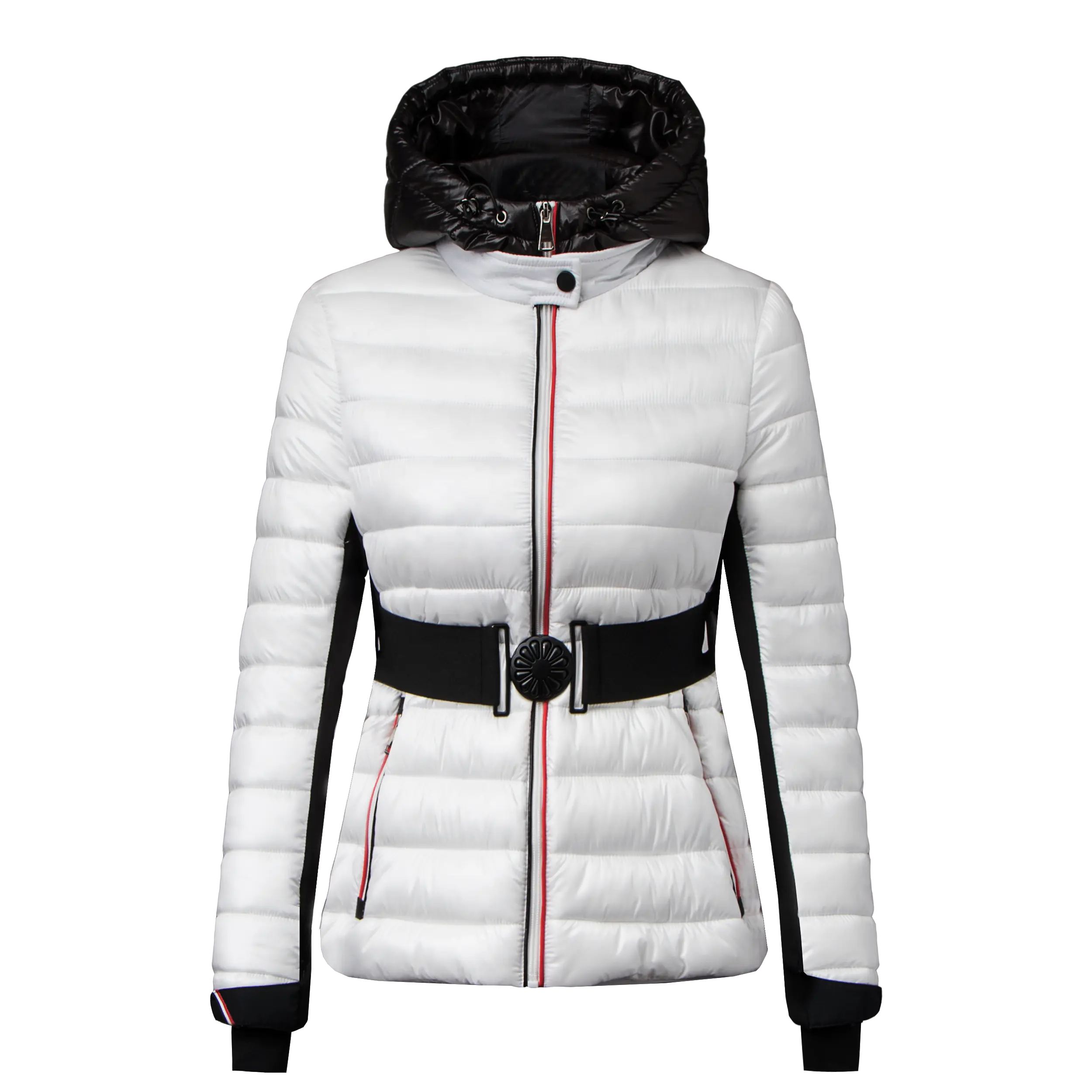 2024 yeni tasarım ekleme kadın ceket yüksek kalite beyaz renk kaput kemer bayanlar kış ceket