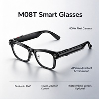 Lunettes Intelligentes M08T avec Caméra HD 8MP, Assistant Vocal IA, Traduction en Temps Réel, Appel Bluetooth, Contrôle Tactile, Lunettes Audio