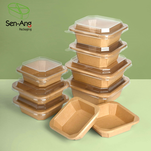 Ensaladera desechable de papel Kraft octogonal con tapa para ensaladas y bebidas cajas para llevar - Product Image 6