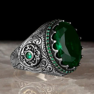 Anillo de Dedo Clásico con Incrustaciones de Circonio Azul Verde Cobre, Diseño Barroco de Alta Textura, Joyería Única para Mujer, para Uso Diario - Product Image 1