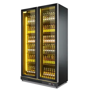 Glass Door Drinks Fridge Soft Drink Beer Display Coolers Upright Double Door Refrigerator