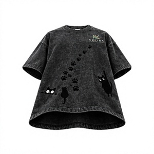 เสื้อยืดแขนสั้นพิมพ์ลาย New Cat Drop สำหรับผู้ชาย ทรงปกติ คอกลม ผ้าฝ้ายเจอร์ซีย์ ระบายอากาศได้ดี สไตล์สตรีทแวร์ - Product Image 5