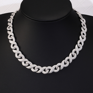 Collane con Diamanti Moissanite VVS in Argento Sterling 925, Catena Infinita Stile Hip Hop Cuban Link, 9mm/12mm/14mm - Product Image 5