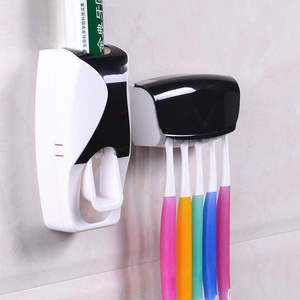Vente en gros Support de rangement pour brosse à dents Ensemble de supports muraux Support pour dentifrice de salle de bain Plastique - Product Image 2