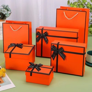 Boîte cadeau classique de marque Orange avec ruban, emballage personnalisé avec logo, boîte cadeau en carton pour le rangement - Product Image 5