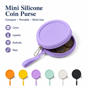 Porte-monnaie universel rond en silicone, mini étui pour écouteurs, sac de rangement portable pour câbles de données, petite pochette à bijoux pour femmes et enfants - Product Image 1