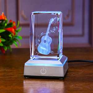 Petit pont en cristal gravé en 3D avec base LED, ornement de <span class=keywords><strong>saxophone</strong></span> et de piano, cadeau pour l'artisanat écologique - Product Image 4