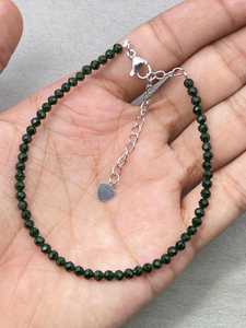 Stainless Steel Dainty Gemstone <b>Beaded</b> <b>Bracelet</b> with Micro Faceted Crystals Minimalist Unisex Jewelry - Product Image 6