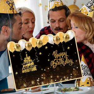 ของตกแต่งงานปาร์ตี้การ์ดกระดาษเรียบง่ายสีดำสุขสันต์วันเกิด - Product Image 5