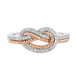 Anello Intrecciato a Cuore per Donne, Bicolore, Elegante, Regolabile, in Lega, Gioiello Romantico, Idea Regalo - Product Image 1