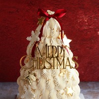 Décorations de gâteau de Noël élégantes en acrylique doré réutilisables, imprimées UV, 10 cm, pour les fêtes de Noël