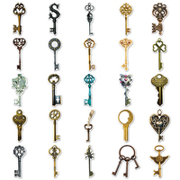 50 autocollants décoratifs créatifs en vinyle imperméable à l'eau, motif clé vintage antique, vente directe usine, pour scrapbooking et murs