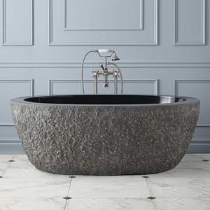 Nero Moderno Intagliato A Mano Bagno Interno Solido Freestanding Ovale Naturale <span class=keywords><strong>Da</strong></span> Solo Ammollo <span class=keywords><strong>Pietra</strong></span> <span class=keywords><strong>Vasca</strong></span> Idromassaggio per la Famiglia - Product Image 1