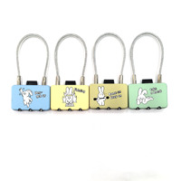 Cadenas porte-clés mignon pour étudiant, antivol, avec câble en acier pour casier de gym, dortoir, valise et tiroir - Logo Lapin, lot de 20