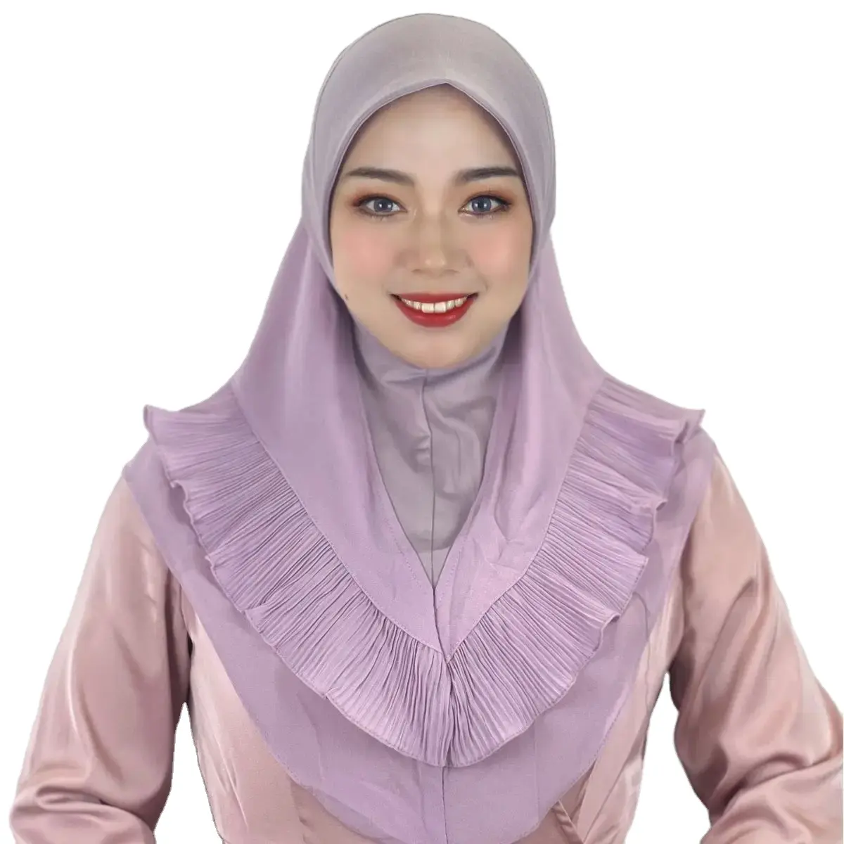 CCY Novo Double-Layer Chiffon Hijabs Jibabs Malásia Muçulmanas Mulheres Lenço Plissado Cabeça Ondulada Desgaste Estoque Pronto