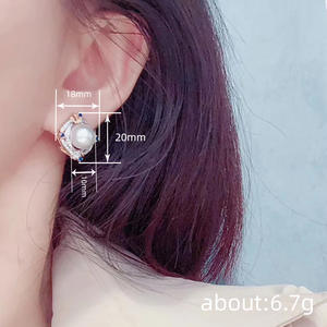 Orecchini a perno Great Gne con perle d'acqua dolce bicolore e diamanti taglio brillante rotondo, geometrici, di lusso, da donna, per tutti i giorni - Product Image 6