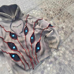 美式暗黑复古重工眼3D打印数码印花长款宽松连帽衫街头时尚男女款 - Product Image 2