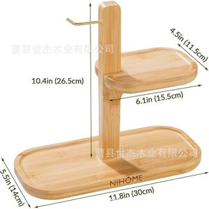 Wooden <b>Desktop</b> Fruit Rack 2 Tier Bamboo Storage Organizer For Kitchen Living Room - Product Image 5