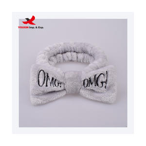 Diadema Personalizada 2023 de Bajo Precio para Lavar la Cara, Maquillarse, Uso Facial, Spa, de Felpa Coral con Lazo - Product Image 6