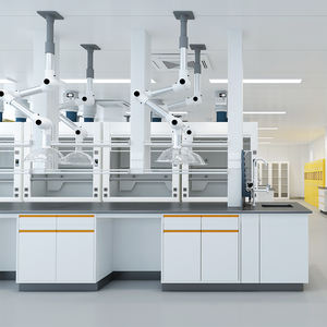 Tavolo da laboratorio in acciaio per impieghi gravosi cassetti in altezza regolabili Design moderno armadi insonorizzati rivestimento in resina epossidica mobili da laboratorio - Product Image 1