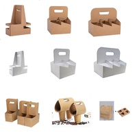 Support de tasses en carton kraft personnalisé avec logo, 4 emplacements, avec poignée, pour café à emporter, vente en gros OEM
